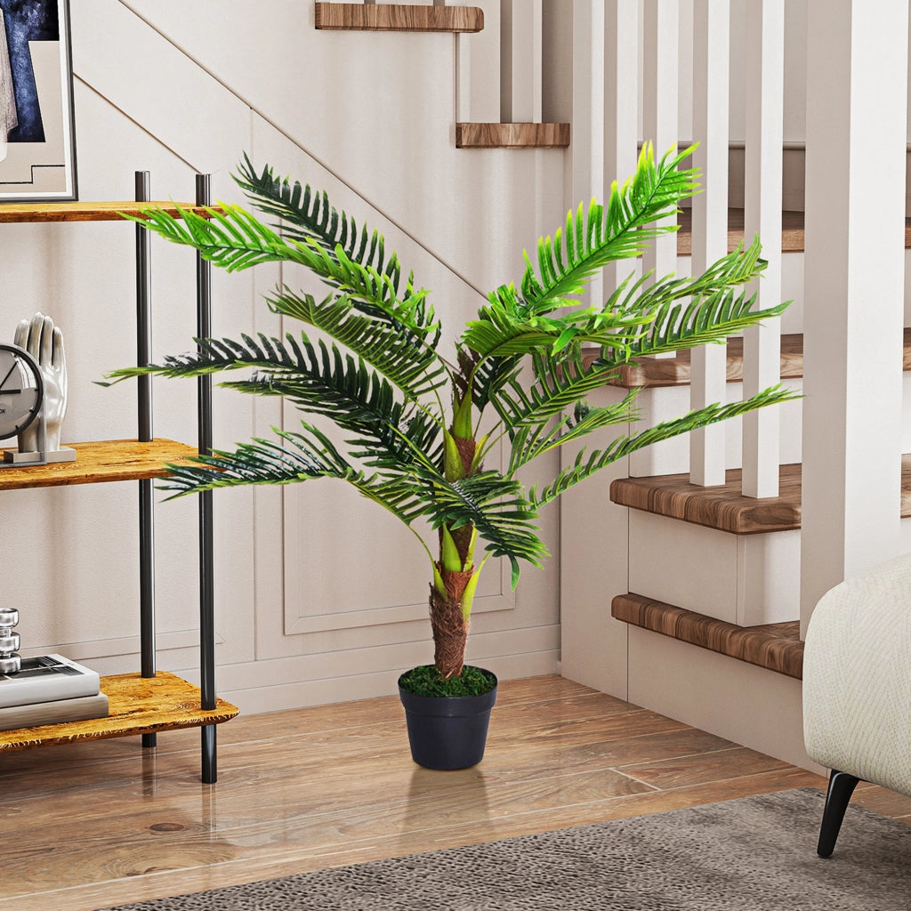 Pianta Artificiale Palma Cycas Alta 123cm per Interno ed Esterno con Vaso Incluso