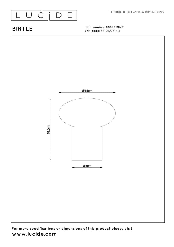 Lampada da tavolo BIRTLE 1xE27 legno vetro Lucide