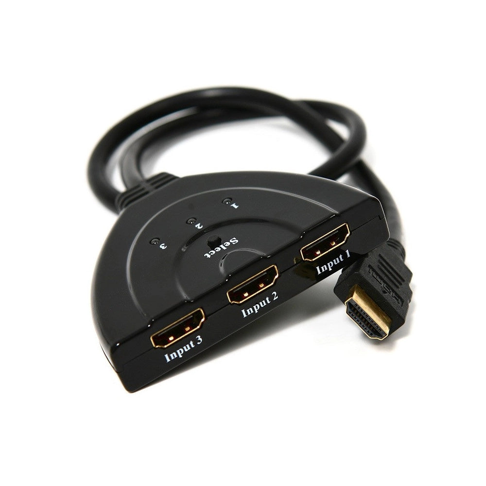 Trade Shop - Cavo Switch Hdmi 1080p 3 Porte Full Hd Tv Presa Multipla Sdoppiatore Adattatore -