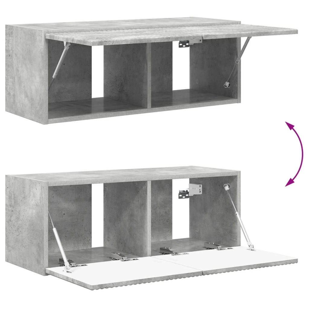 Set mobile TV 2 pz | Armadietto TV | Mobile Porta TV Grigio cemento Legno multistrato