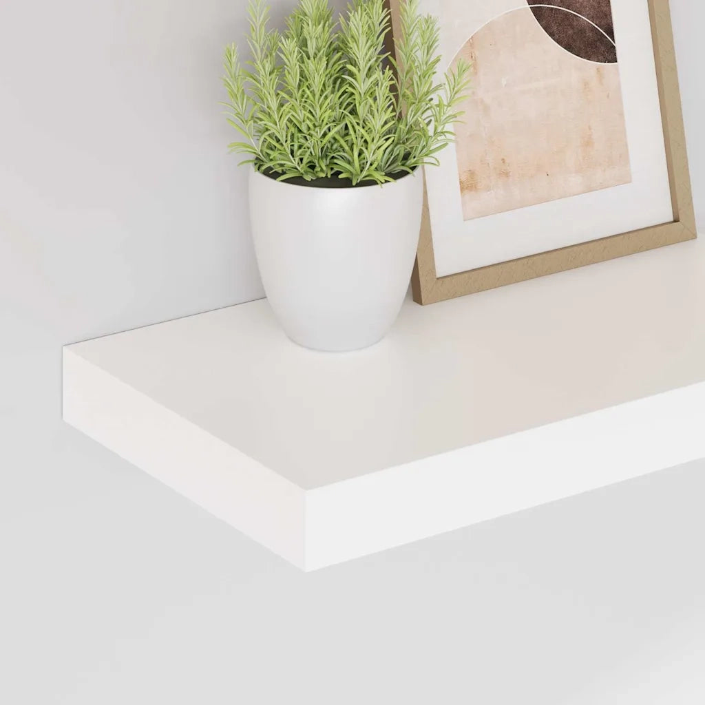Scaffali a Parete 2 pz Bianco Lucido 40x23x3,8 cm in MDF 323743
