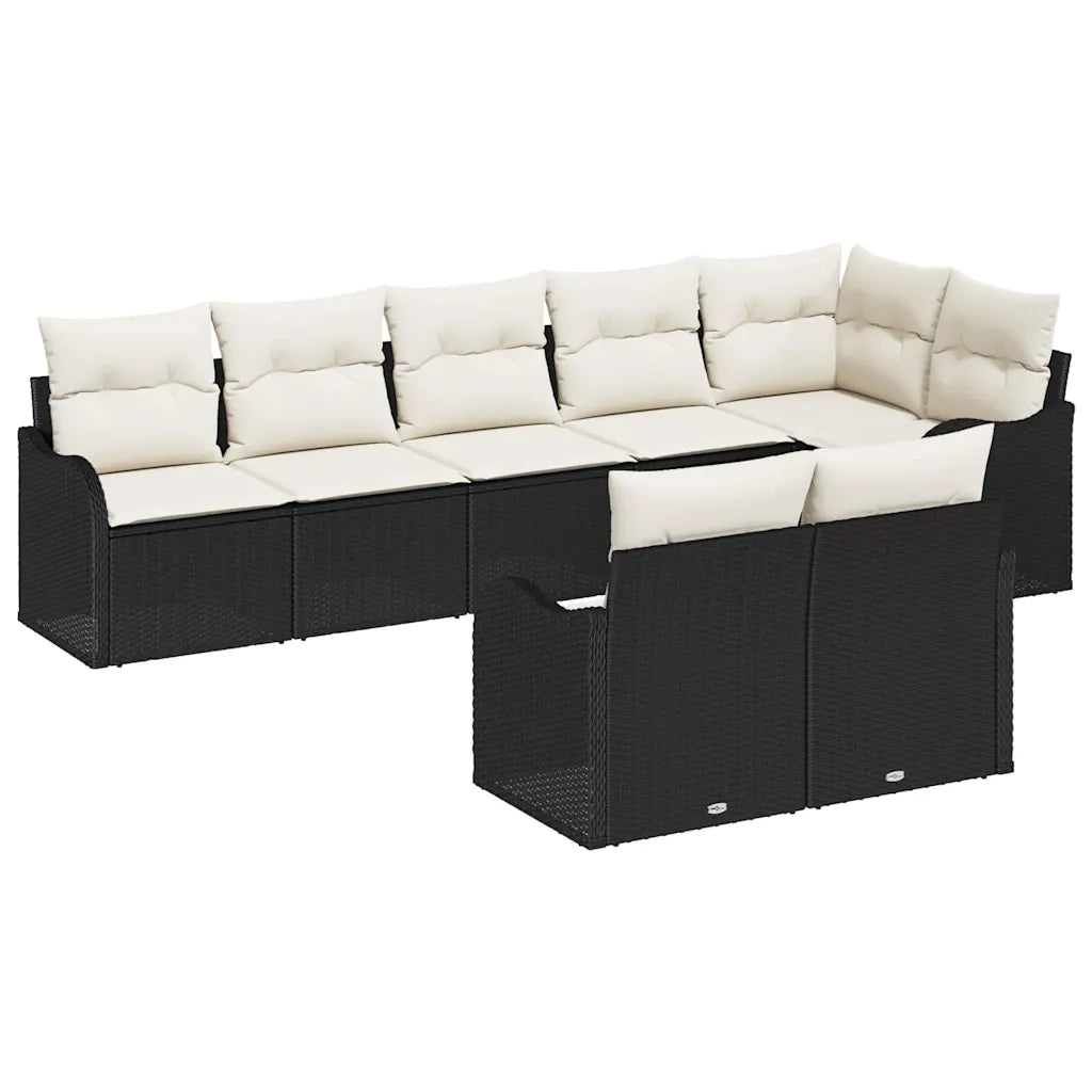 Set Divano da Giardino 8 pcs Nero e Bianco polyrattan 3354416