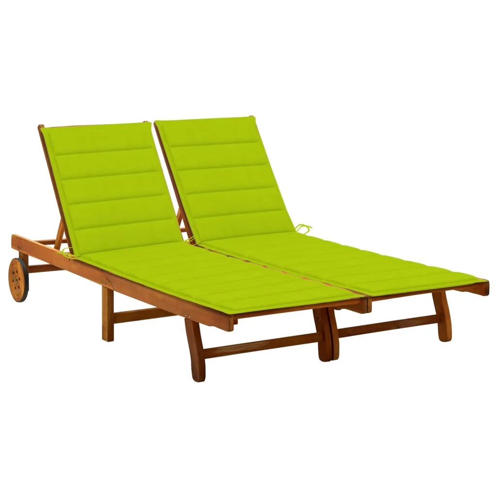 Sdraio da Giardino a 2 Posti con Cuscini in Massello di Acacia cod mxl 23849