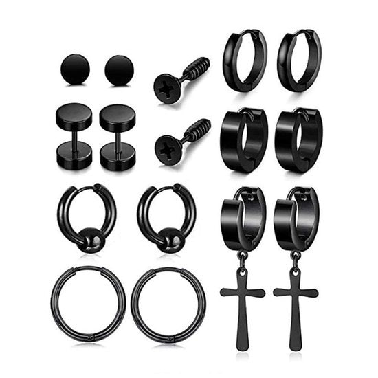 Set di Orecchini 8 Pezzi - Orecchini in Acciaio Inossidabile - Ipoaderegeno - Piccoli Chiusini per Orecchie - Hanger a Croce - Adatto per Occasioni Speciali - Accessorio per Orecchie