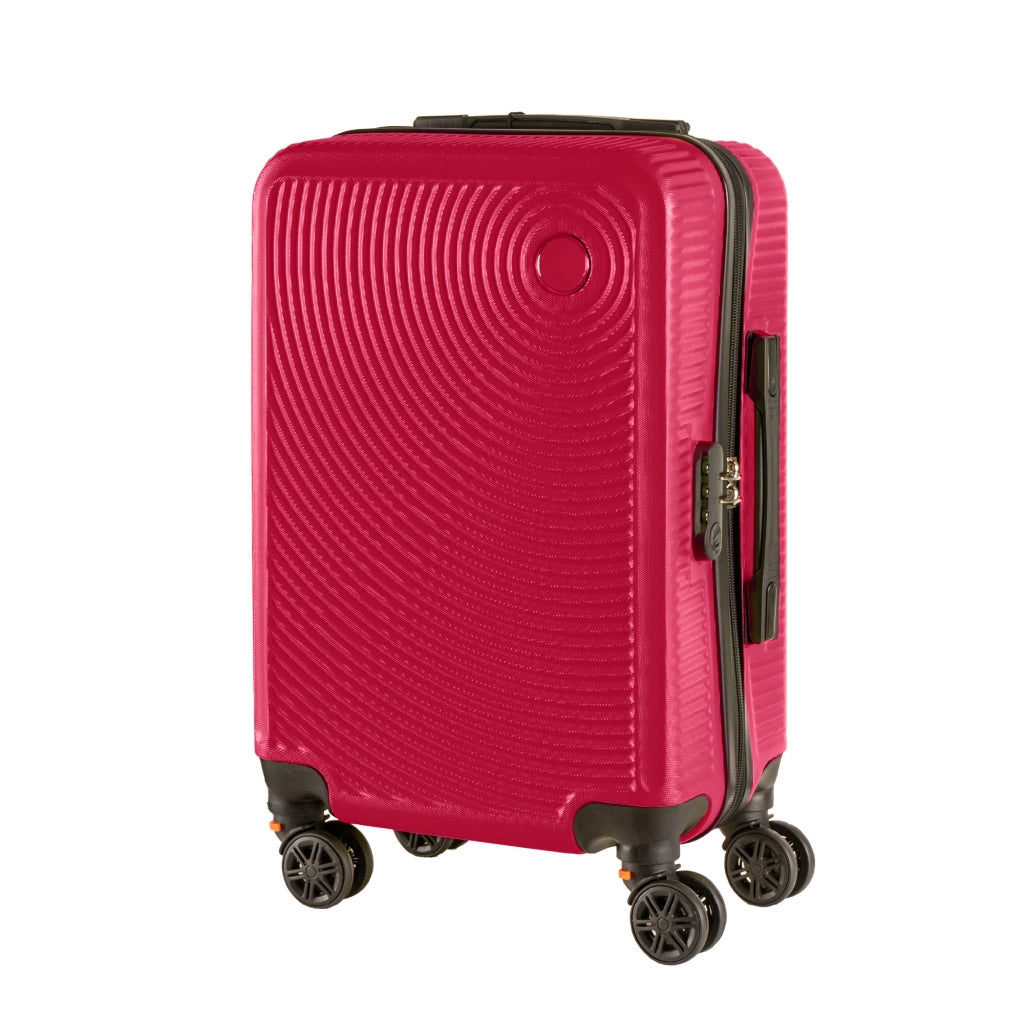 Trolley Bagaglio Mano Rigido 54x33x22 Piccolo Ultraleggero Valigia In Abs Con 4 Ruote Rimovibili Manico Chiusura Di Sicurezza Per Compagnie Low Cost Economy Zaino Da Viaggio Fuxia