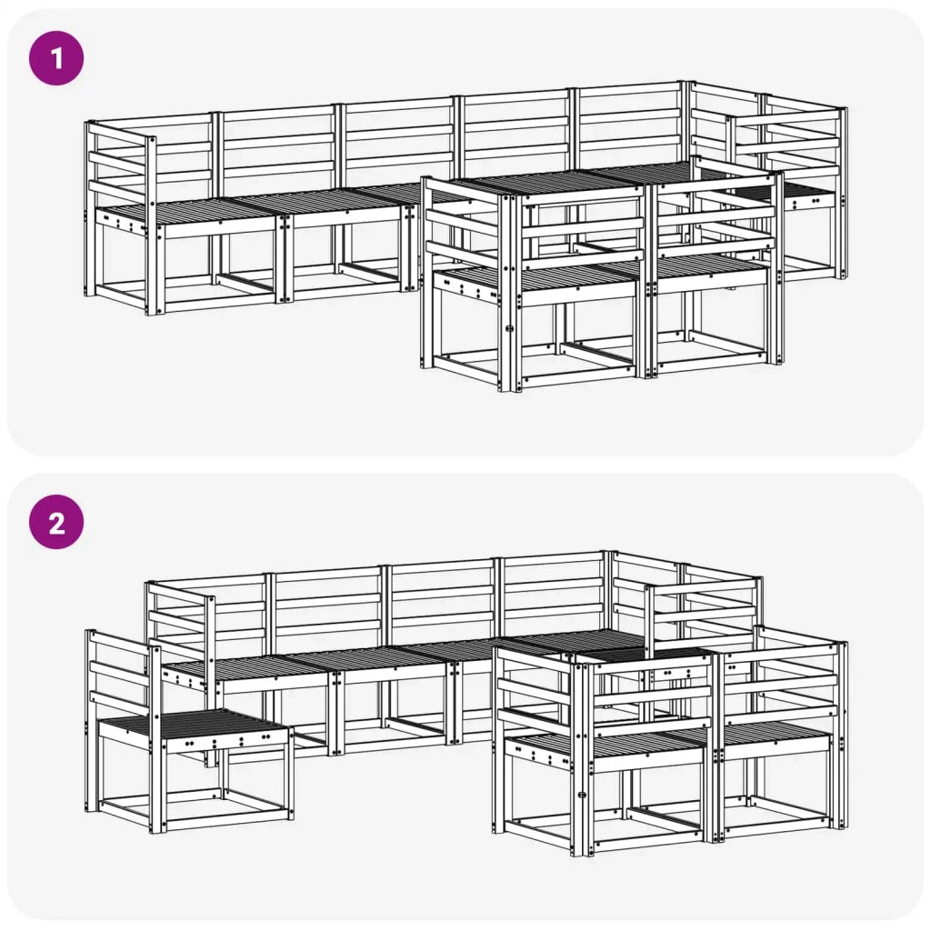 Set di divani da esterno 8 pcs Bianco Legno di Acacia Massello 3387788