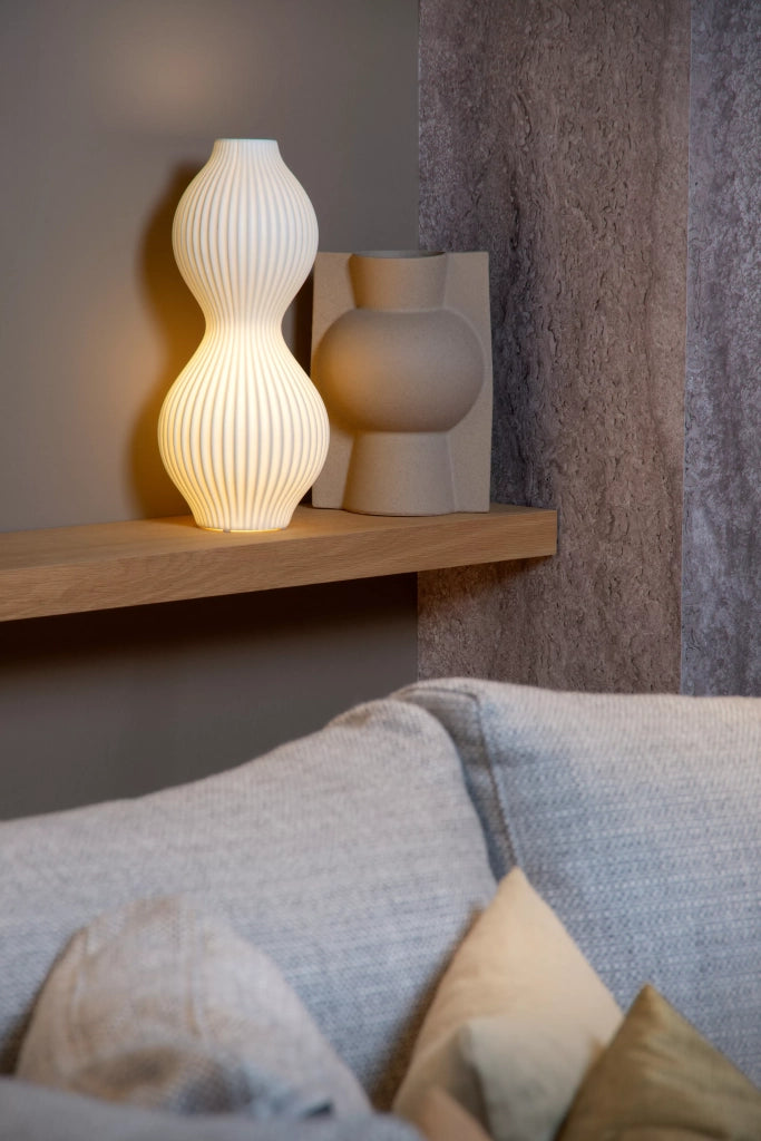 Lampada da tavolo in porcellana glamour bianca 40cm E14 Lucide