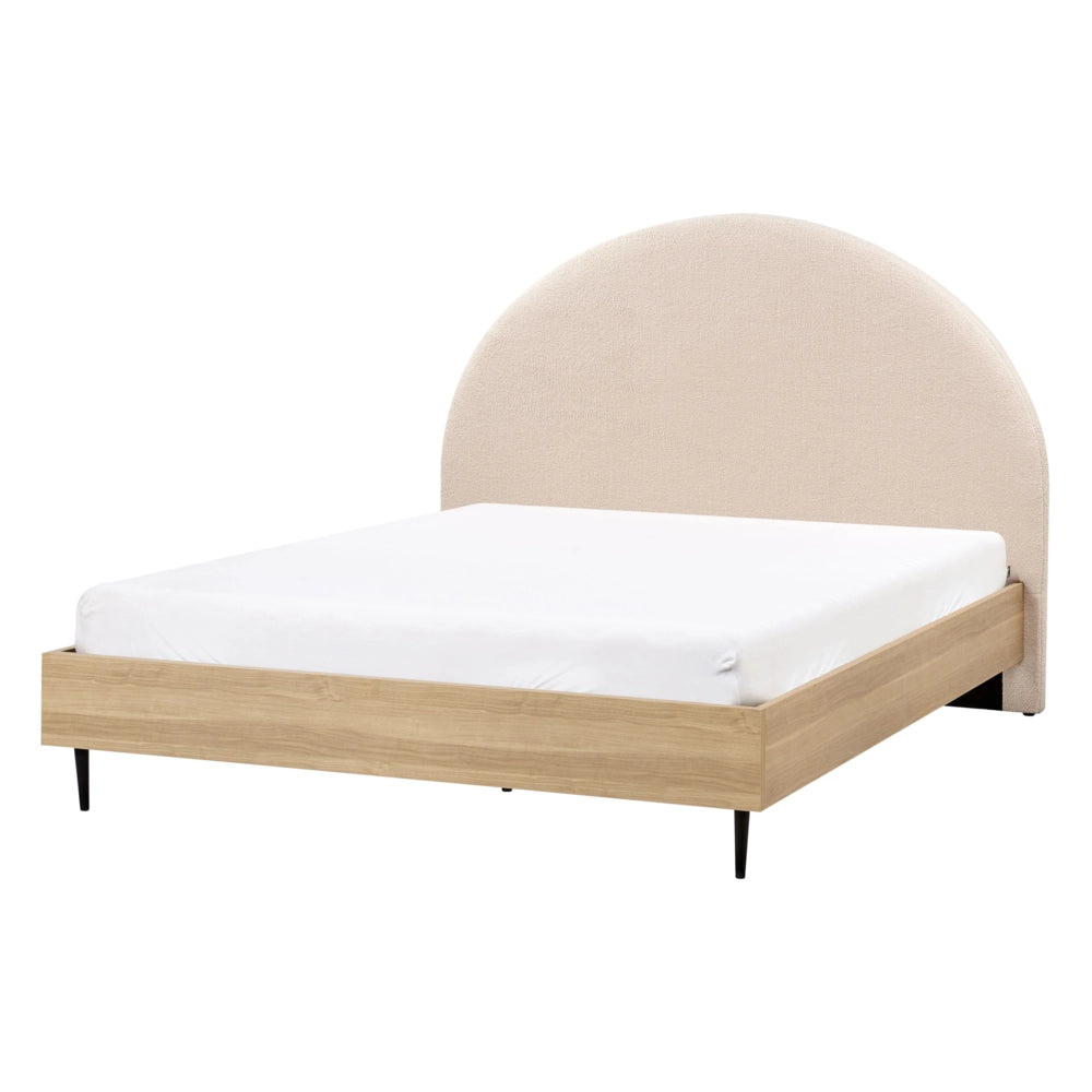 Letto matrimoniale in tessuto bouclè beige con rete 140 x 200 cm  camera da letto in stile moderno