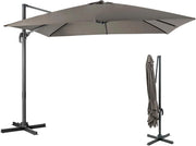 Ombrellone da Giardino 300 x 300cm | 3 Inclinazioni, Rotazione 360°, Manovella, 8 Stecche, Base Incrociata per Esterno (Grigio, 300 x 300 x 273 cm)