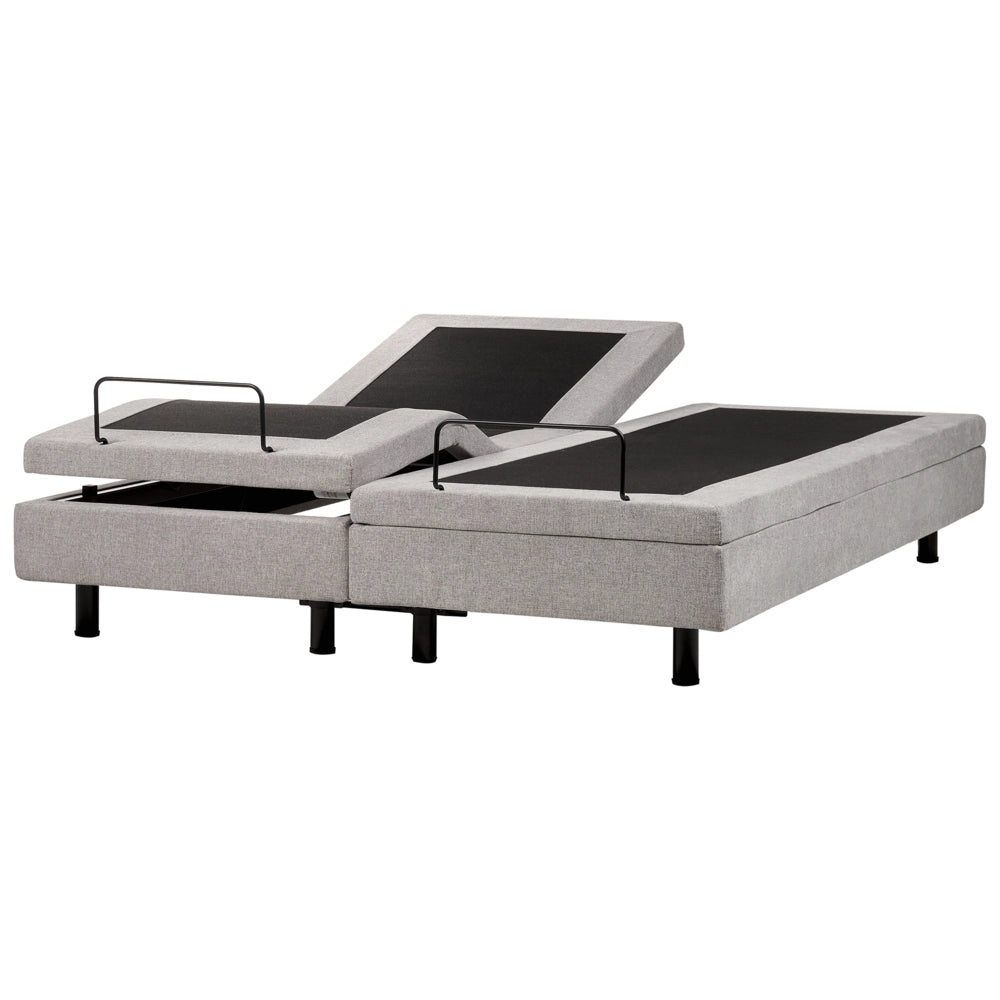 Letto elettrico matrimoniale tessuto grigio chiaro regolabile con telecomando senza testiera 180x200 cm stile moderno