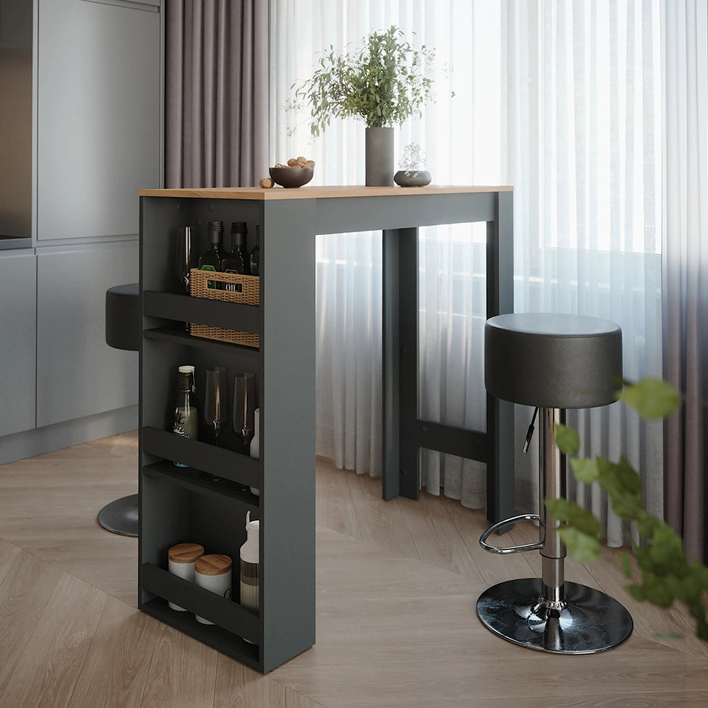Vicco tavolo bar con sgabelli Antracite/quercia dorata 45 x 110 cm con 2 sgabelli da bar
