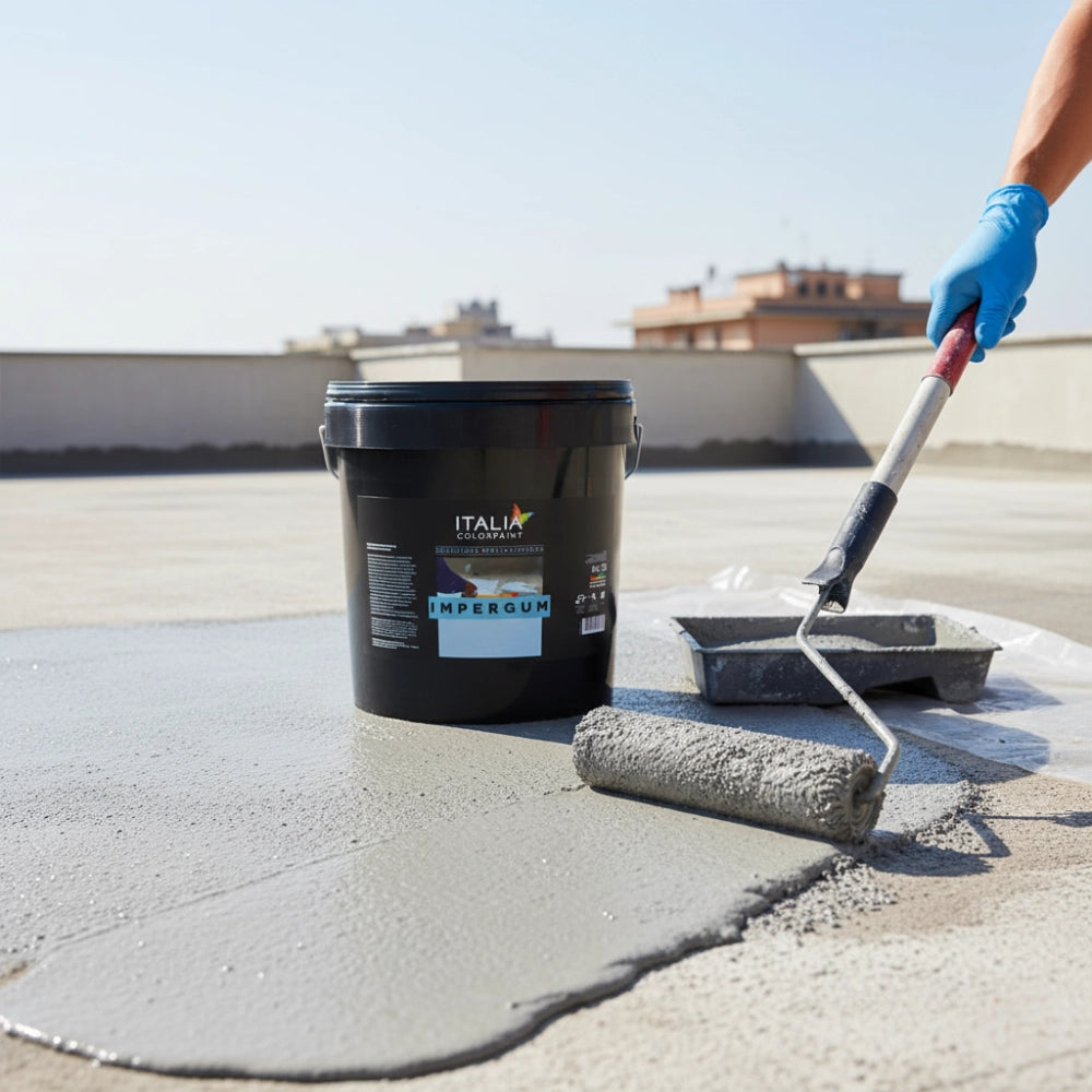 Impergum impermeabilizzante elastomerico fibrato per terrazze grigio *** formato 20 kg, confezione 1