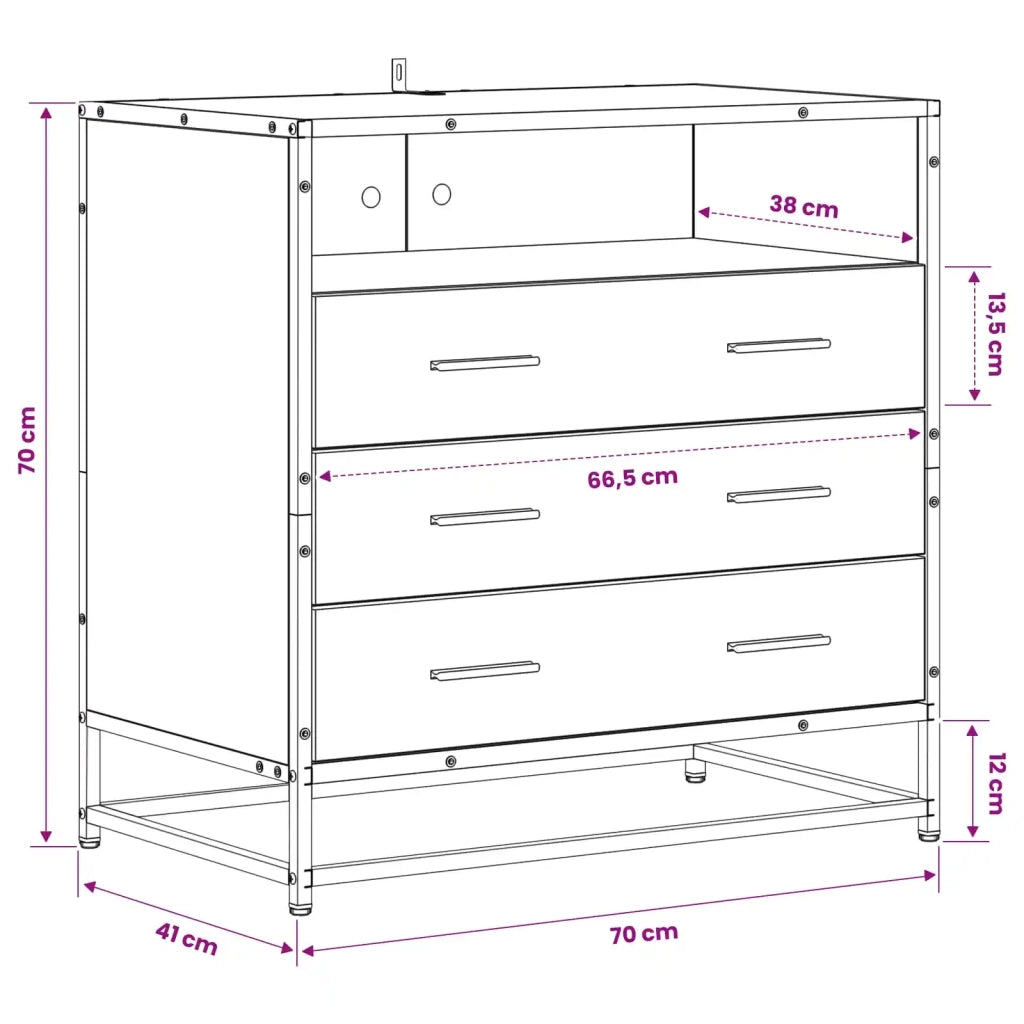 Mobile con Cassetti 3-Cassetto Rovere artigianale 8010307