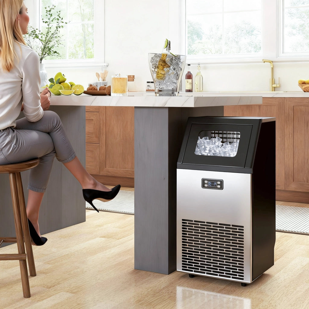Macchina per cubetti di ghiaccio commerciale 45 kg/24H ¨C zephmum ¨C con serbatoio da 11 kg e display LCD