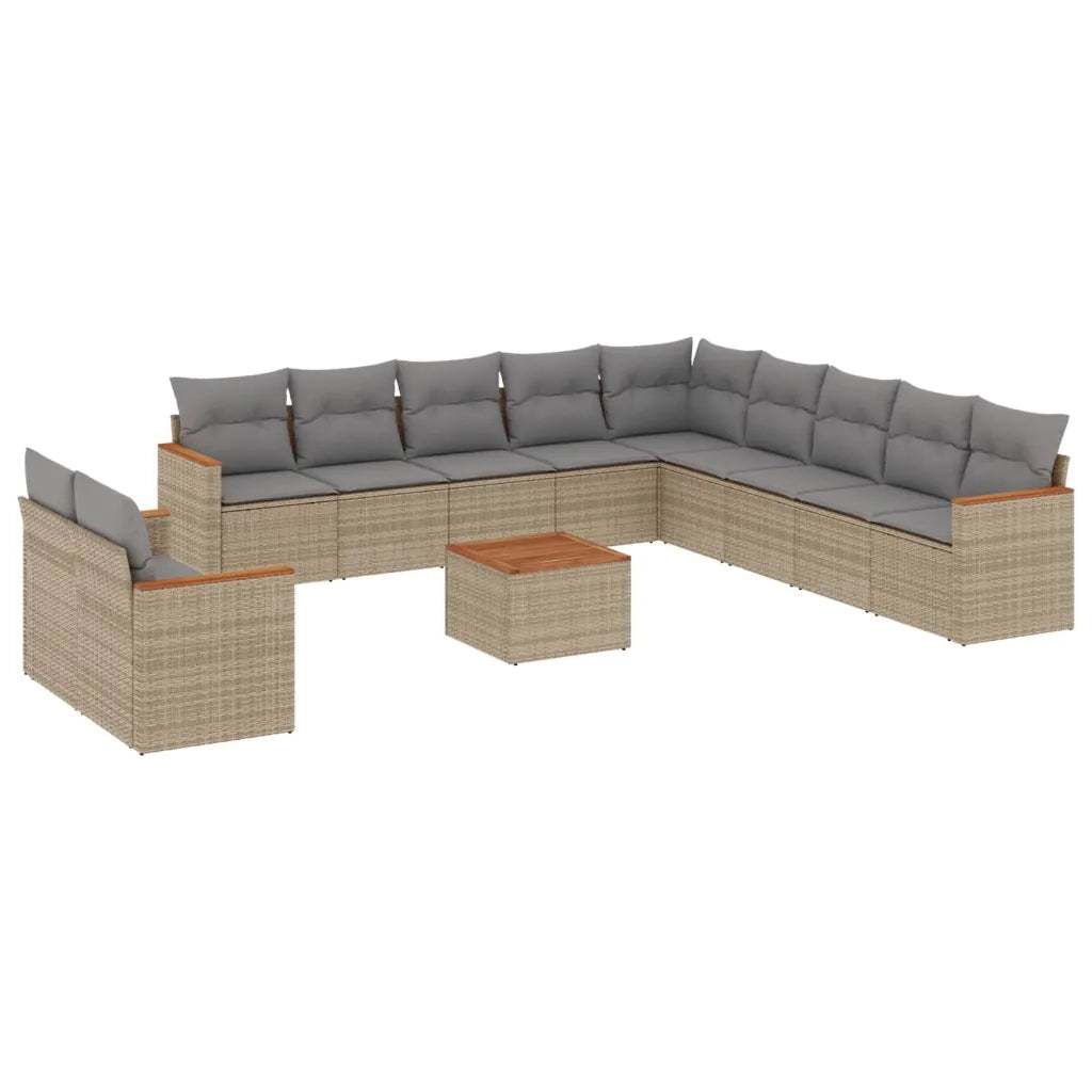 Set Divano da Giardino 12 pz con Cuscini Beige Misto Polyrattan 3226136