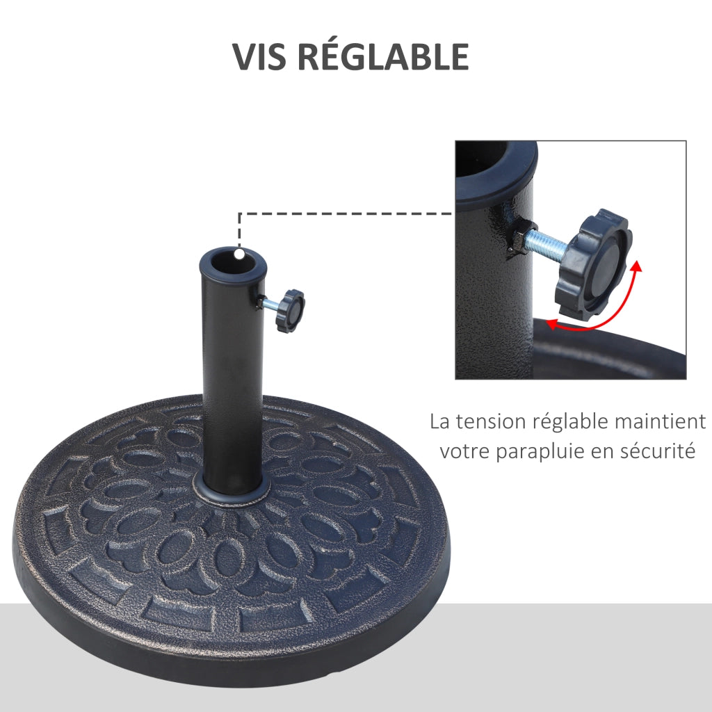 Piedistallo per Ombrellone Esterno in Resina 12 kg ¨C zephmum ¨C Bronzo, ?44x34 cm, per Mastro ?38/48 mm