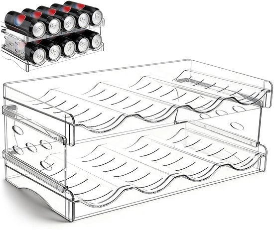 Sistema di Stoccaggio per Bottiglie - 8 Pannelli di Stoccaggio per Bottiglie - Supporto per Bottiglie di Vino in Plastica - Supporto per Lattine - Supporto per Bottiglie Transparente - Materiale PET Resistente al Freddo