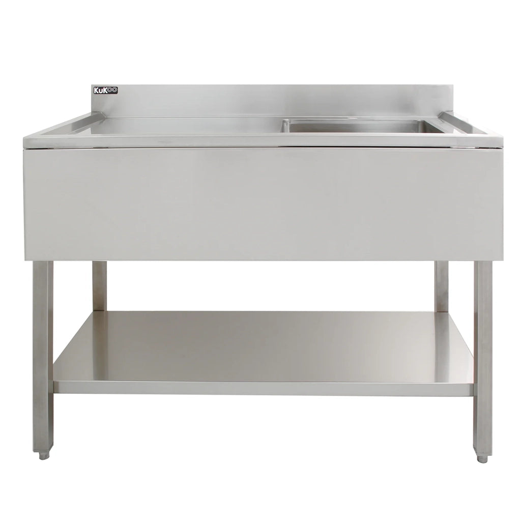 Lavandino Commerciale da Cucina 1 Vasca Inox con Sgocciolatoio a Sinistra