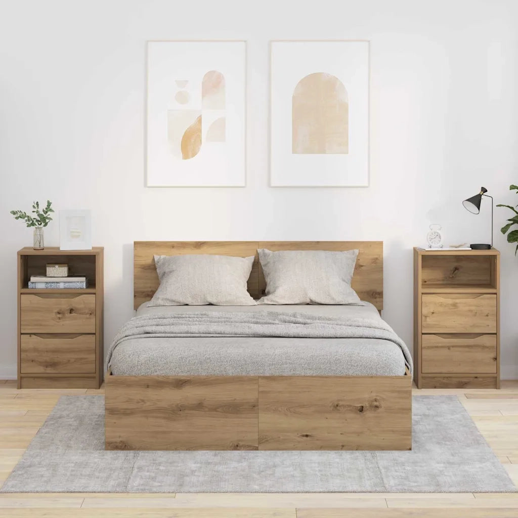 Comodini con cassetto 2 pcs Rovere artigianale 40 x 30 x 467 cm
