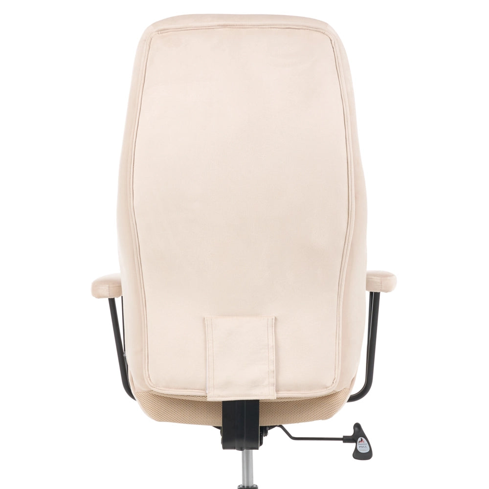 Sedia da ufficio in velluto beige chiaro con base girevole reclinabile e regolabile in altezza per l'ufficio domestico