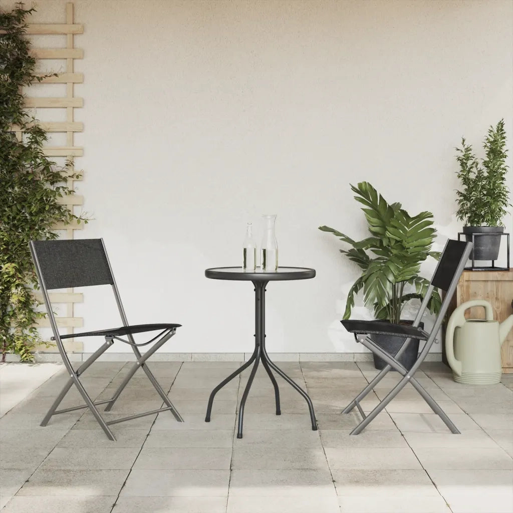 Set da Pranzo da Giardino 3 pz in Acciaio Nero 3203727