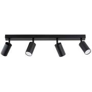 Plafoniera barra nera 60 cm 4 spot orientabili GU10 Alfa