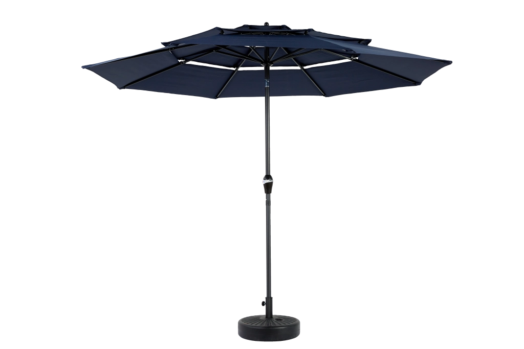 Ombrellone in alluminio a 3 livelli con inclinazione automatica, diametro 3 metri (blu navy) (senza base)