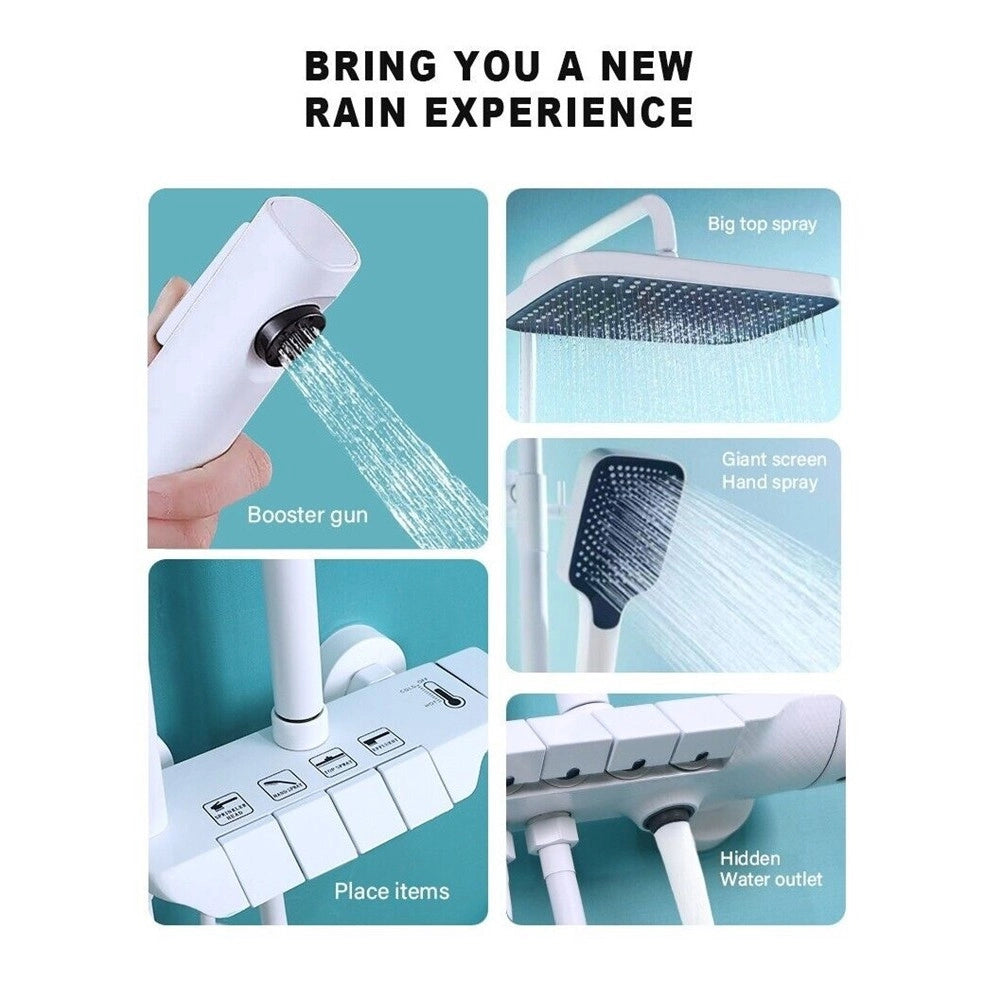 Trade Shop - Set Saliscendi Bagno Colonna Doccia Rubinetto Soffione Doccetta Bidet Bianco 87345 -