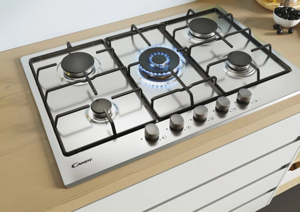 Candy Idea CHW74WX Acciaio inox Da incasso 75 cm Gas 5 Fornello(i)