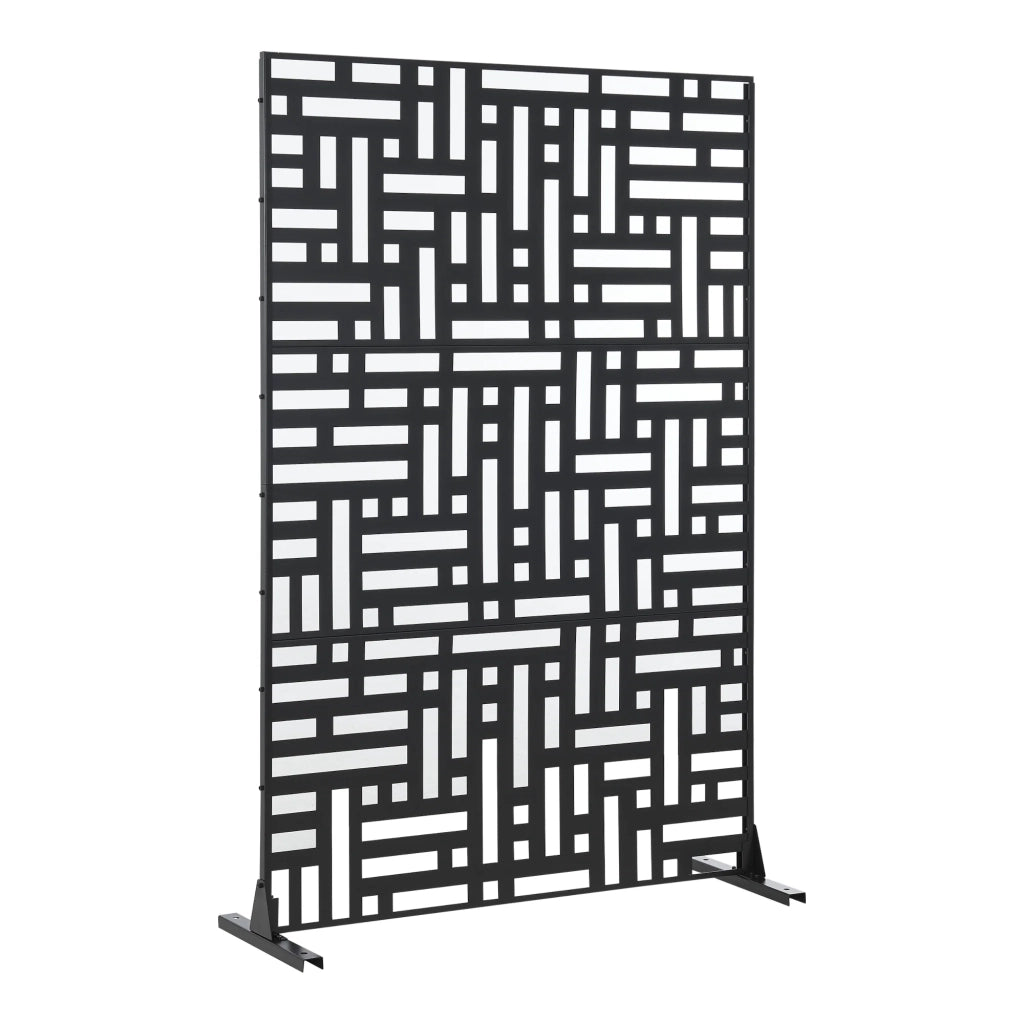 Parete divisoria in acciaio zincato per interni ed esterni 180 x 120 x 40 cm nero 03_0009272