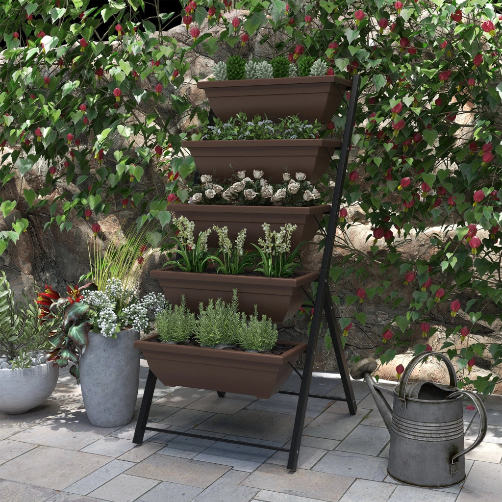 Giardino verticale con 5 bacs ¨C Zephmum ¨C Marrone acciaio 50x30x80