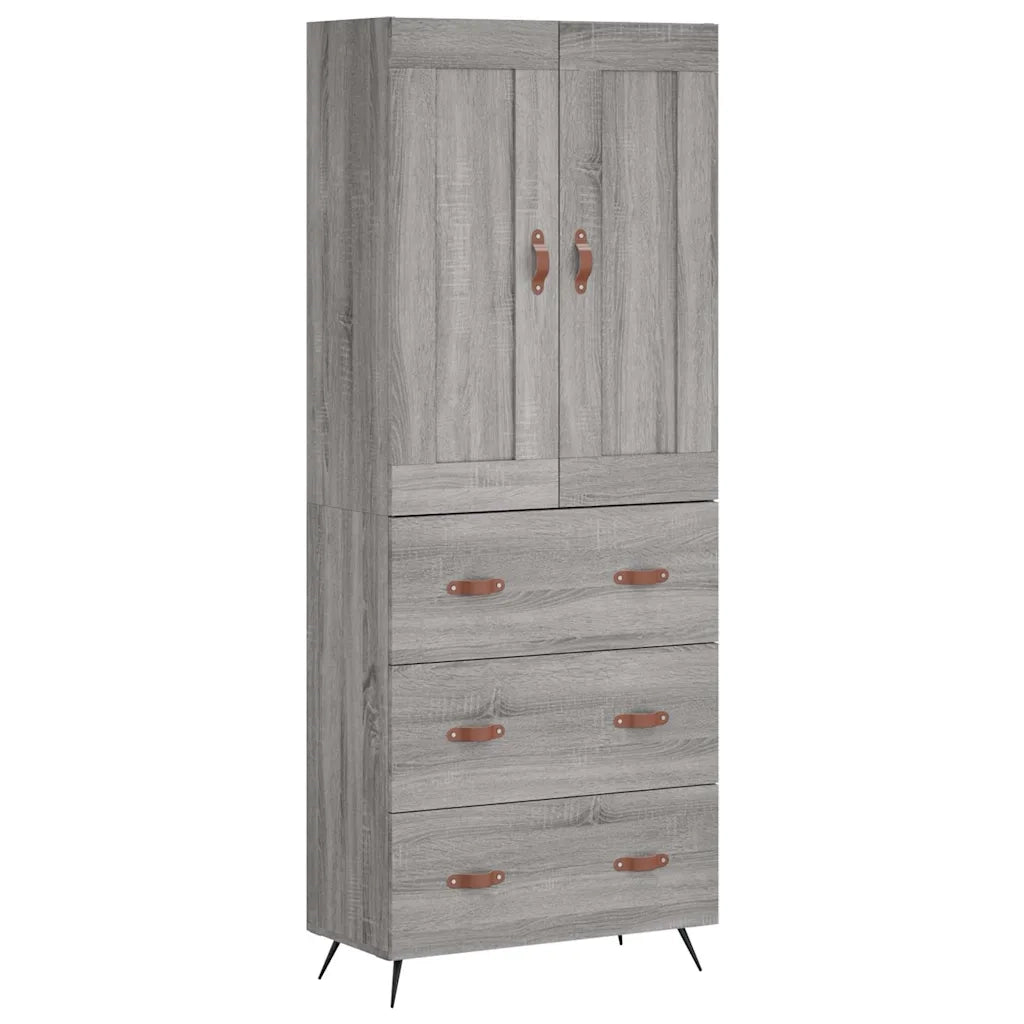 vidaXL Credenza Grigio Sonoma 69,5x34x180 cm in Legno Multistrato