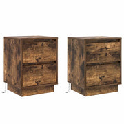 Set di 2 Comodini | Armadio da Notte | Mobiletto da notte Rovere fum¨¦ 39 x 34,5 x 50 cm