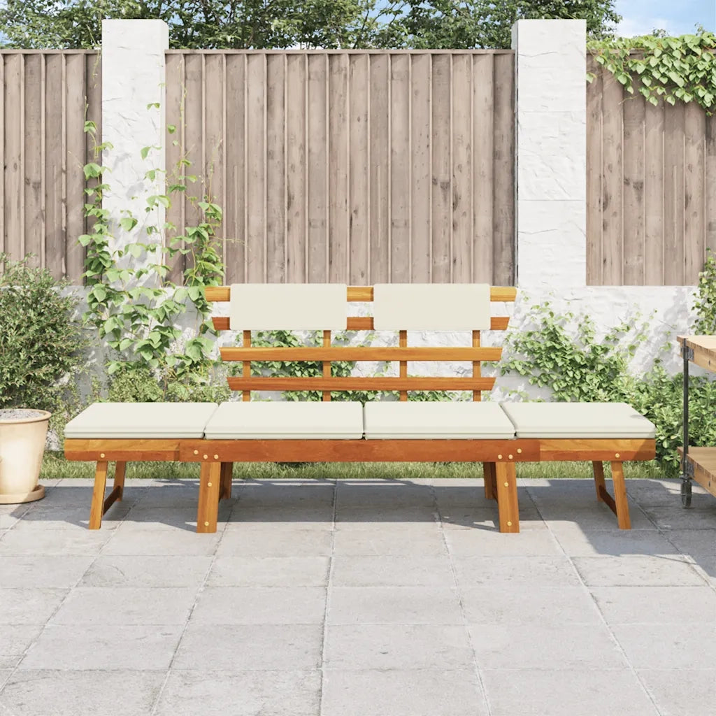 Panca da Giardino con Cuscini 2-in-1 190 cm in Massello Acacia 42647