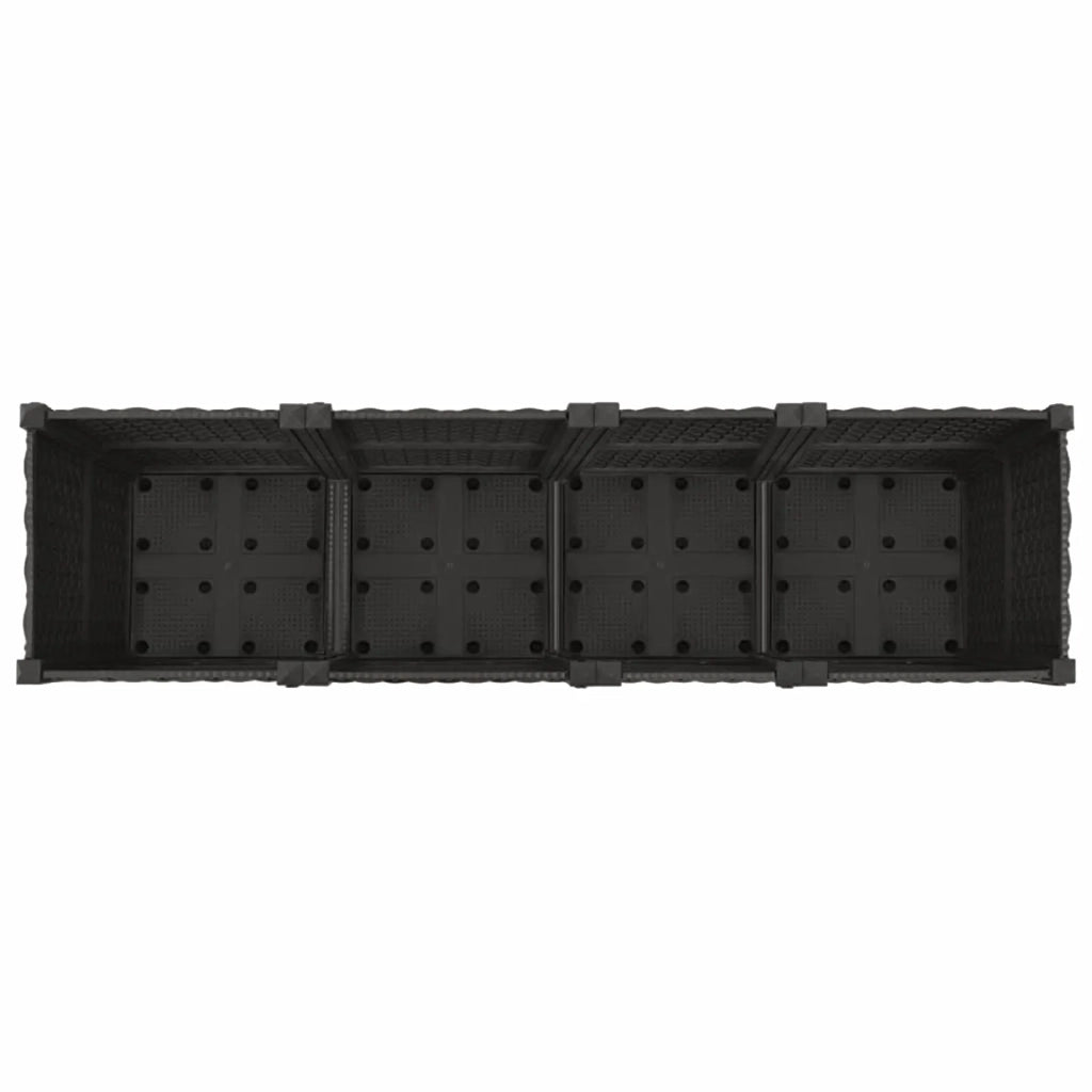 Vaso da Giardino con Ruote Nero 160 x 40 x 48 cm PP 3423134