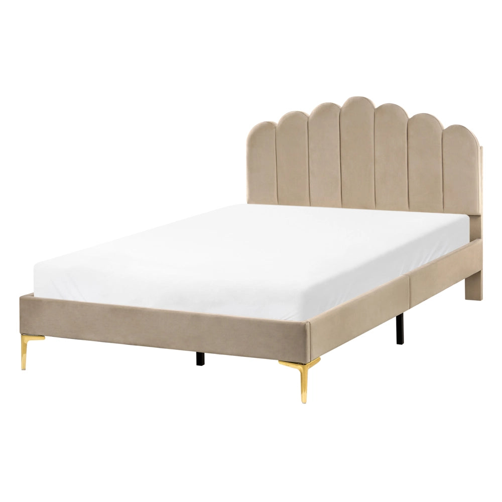 Letto matrimoniale 120 x 200 cm velluto Gambe in metallo tortora con testiera e base a doghe