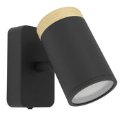 Faretti E Spot Moderno Consuma Metallo Nero Legno Marrone 1 Luce Gu10 Ip44