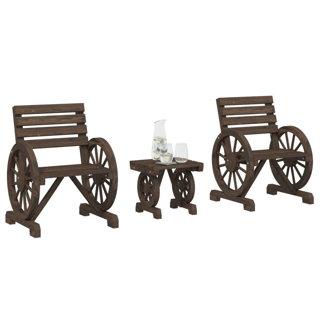 Set Salotto da Giardino 3 pz in Legno Massello di Abete 3207130