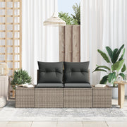 Divano da Giardino a 2 Posti con Cuscini Grigio Polyrattan