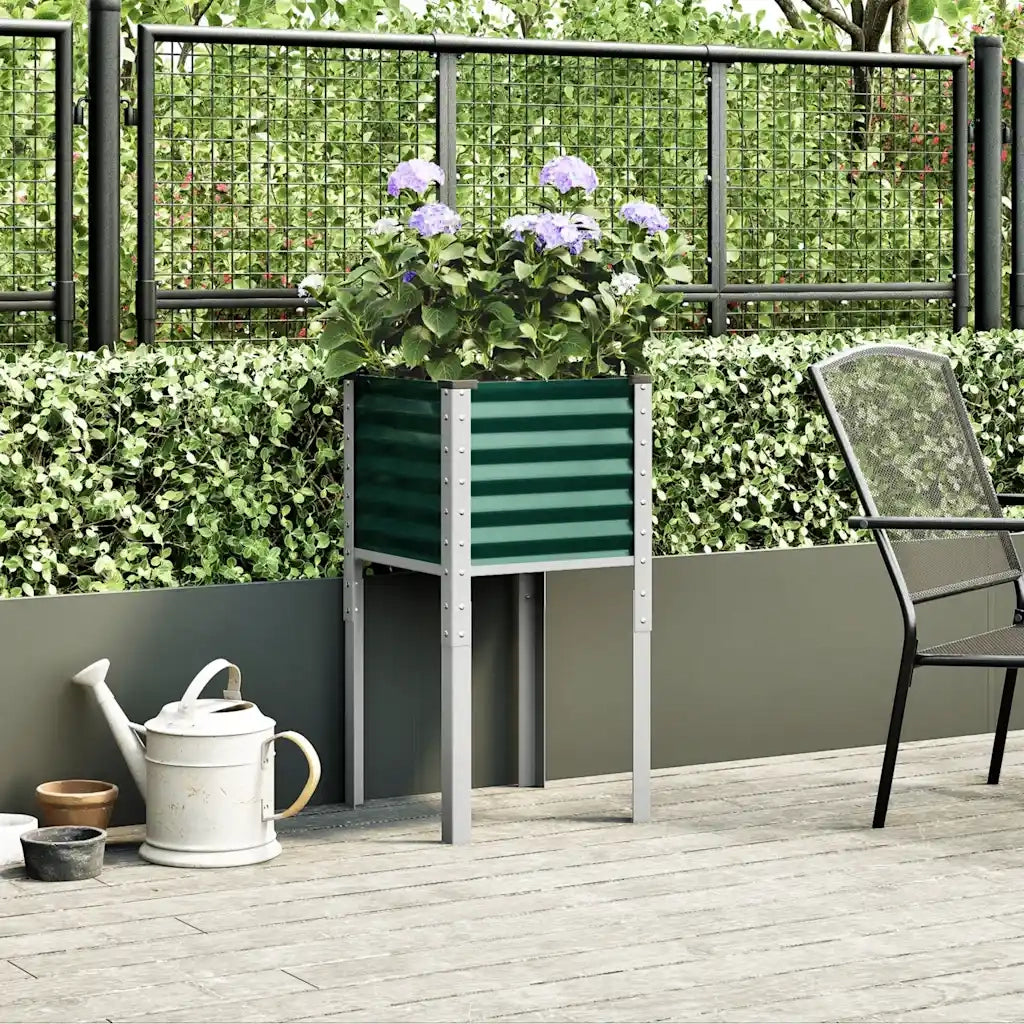 Fioriera da giardino verde 45x45x88 cm in acciaio 4008963