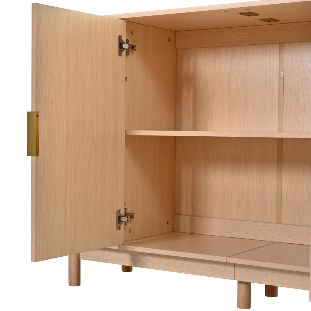 Sideboard in MDF 140x40x88 cm con 2 porte scorrevoli, finitura naturale noce