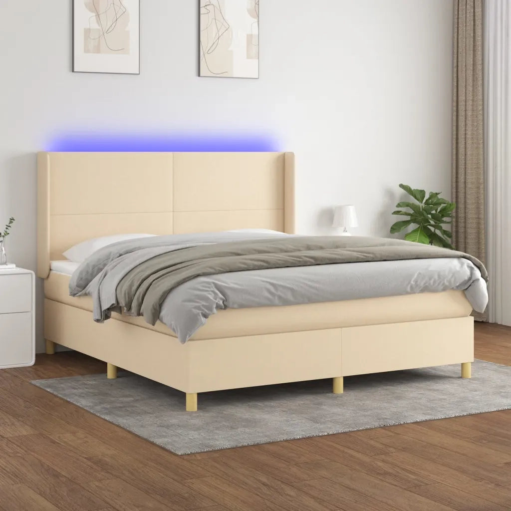 Letto a Molle con Materasso e LED Crema 180x200 cm in Tessutocod mxl 99349