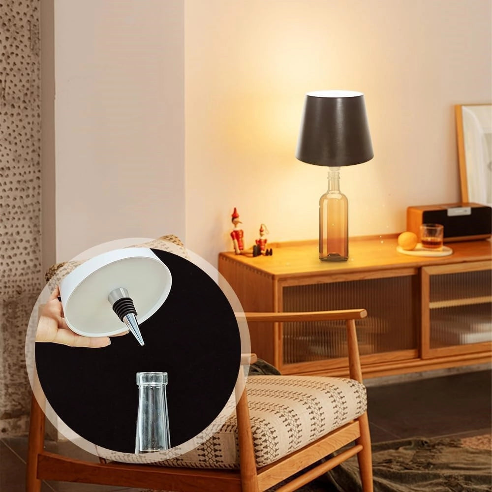 Trade Shop - Paralume Per Bottiglia Vino A Led Ricaricabile Dimmerabile Luce Senza Fili Bar Soggiorno -