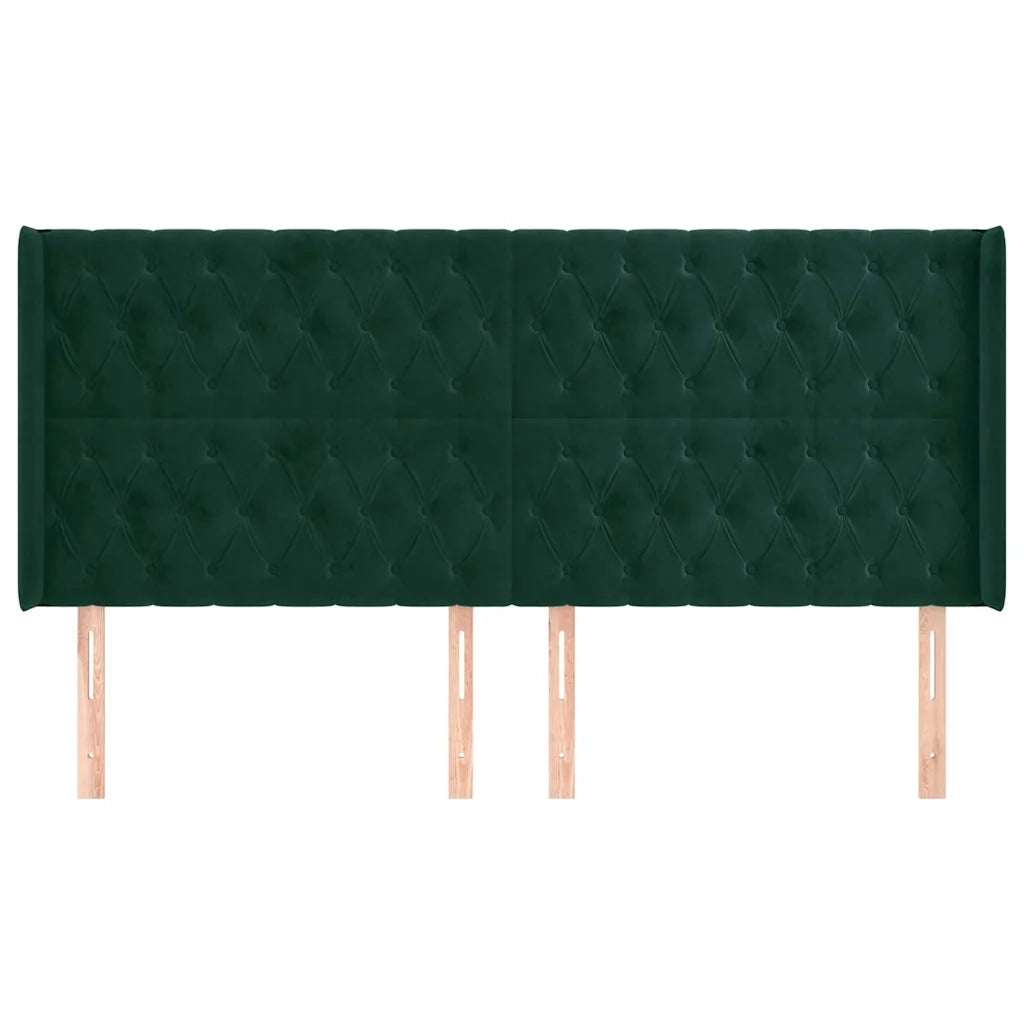 Testiera ad Orecchio Verde Scuro 183x16x118/128 cm in Velluto