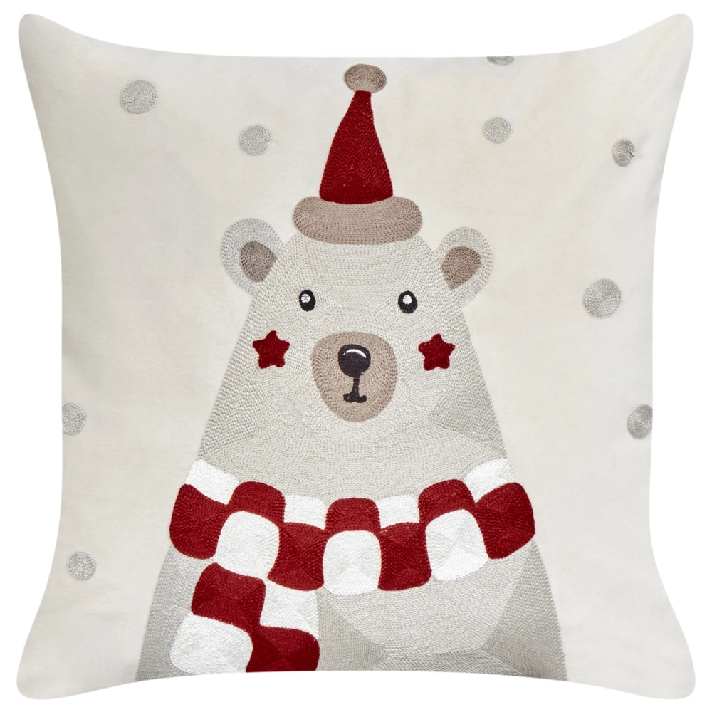 Set di 2 cuscini decorativi in tessuto di velluto bianco Motivo natalizio 45 x 45 cm Accessorio per la decorazione