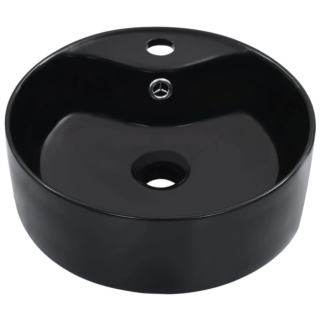 Lavabo con troppopieno lavabo da appoggio interno bagno cabina doccia cabina WC 36 x 13 cm ceramica nero 02_0002621