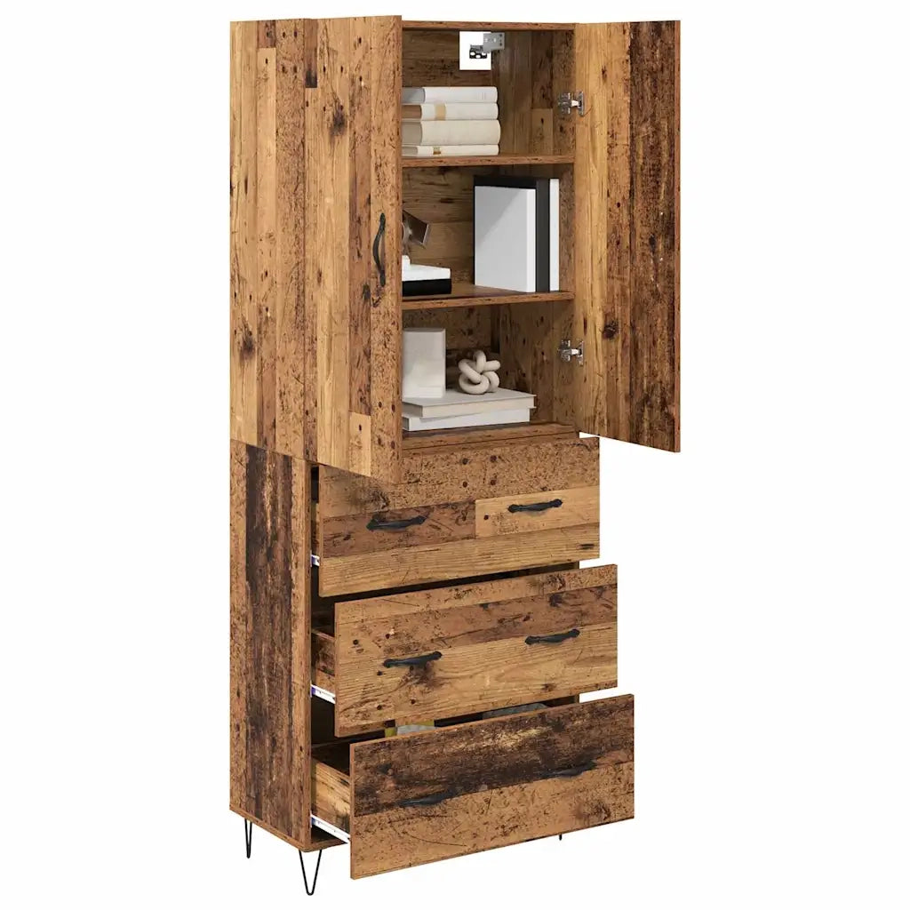 Credenza con cassetto 2 pz | Madia | Buffet da pranzo | Armadio da pranzo Legno vecchio Legno multistrato