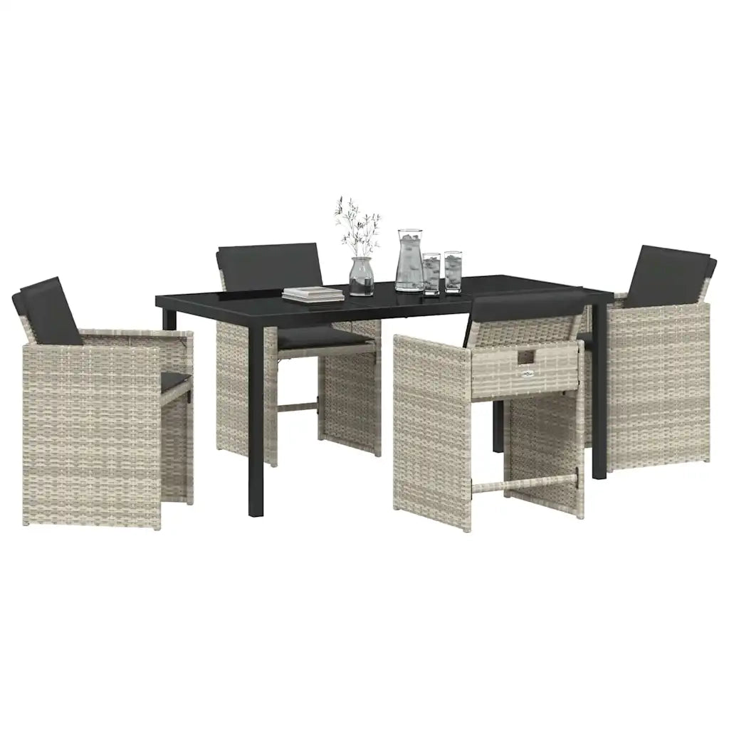 Set da Pranzo per Giardino 5 pcs Grigio chiaro polyrattan 3379994