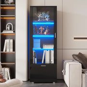 Vetrina collezionismo illuminata LED - Xylo - Porte nere lucide (3 ripiani)