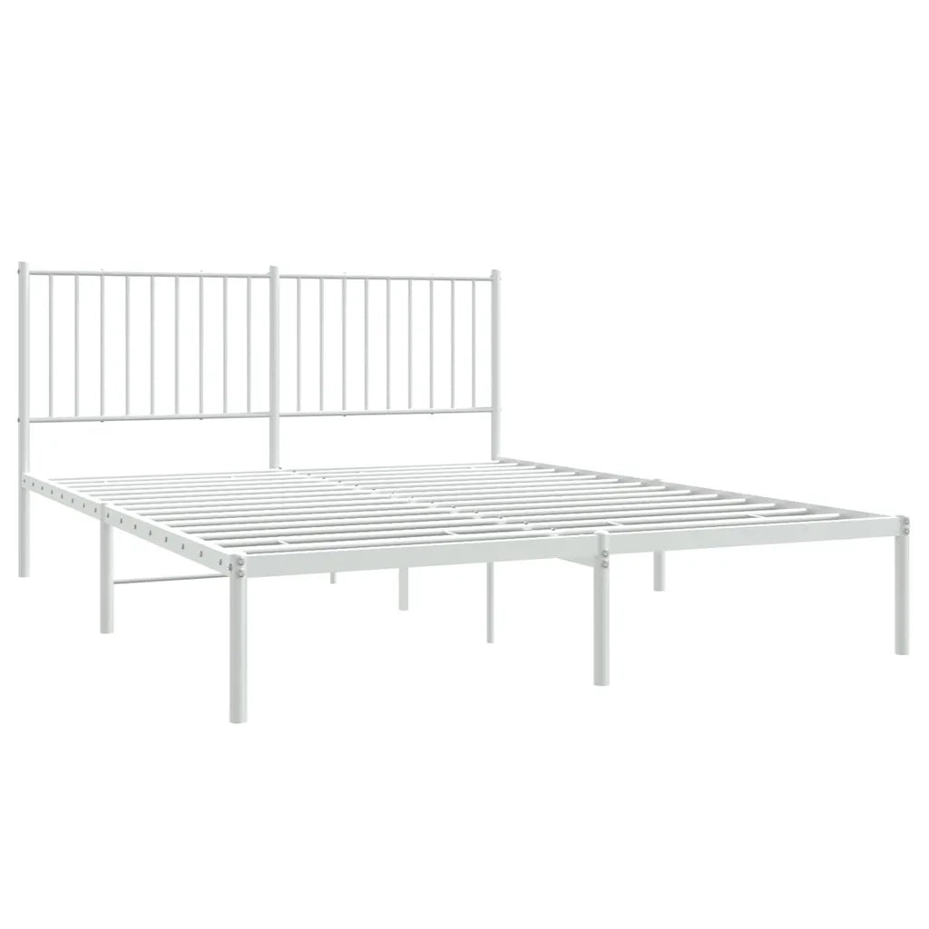 Giroletto con Testiera Metallo Bianco 160x200 cm 350934